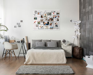 inspiratie voor een fotocollage in de slaapkamer