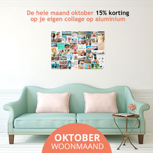 korting op je collage op aluminium oktober woonmaand