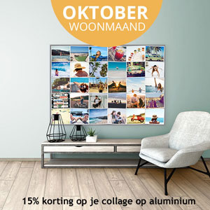 oktober woonmaand korting op je collage op aluminium