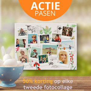 paas kortingsactie vijftig procent korting op tweede fotocollage