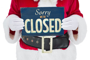 sluiting tussen kerst en oud en nieuw