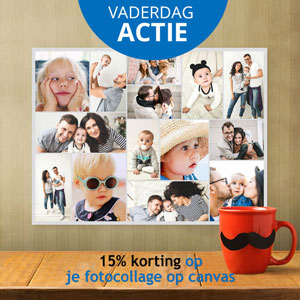 vaderdag actie 15 procent korting op je fotocollage op canvas