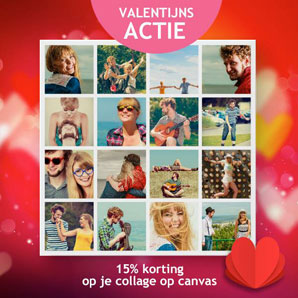 valentijnsactie korting op je fotocollage op canvas