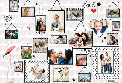 Collage Flamingo met babyfoto's